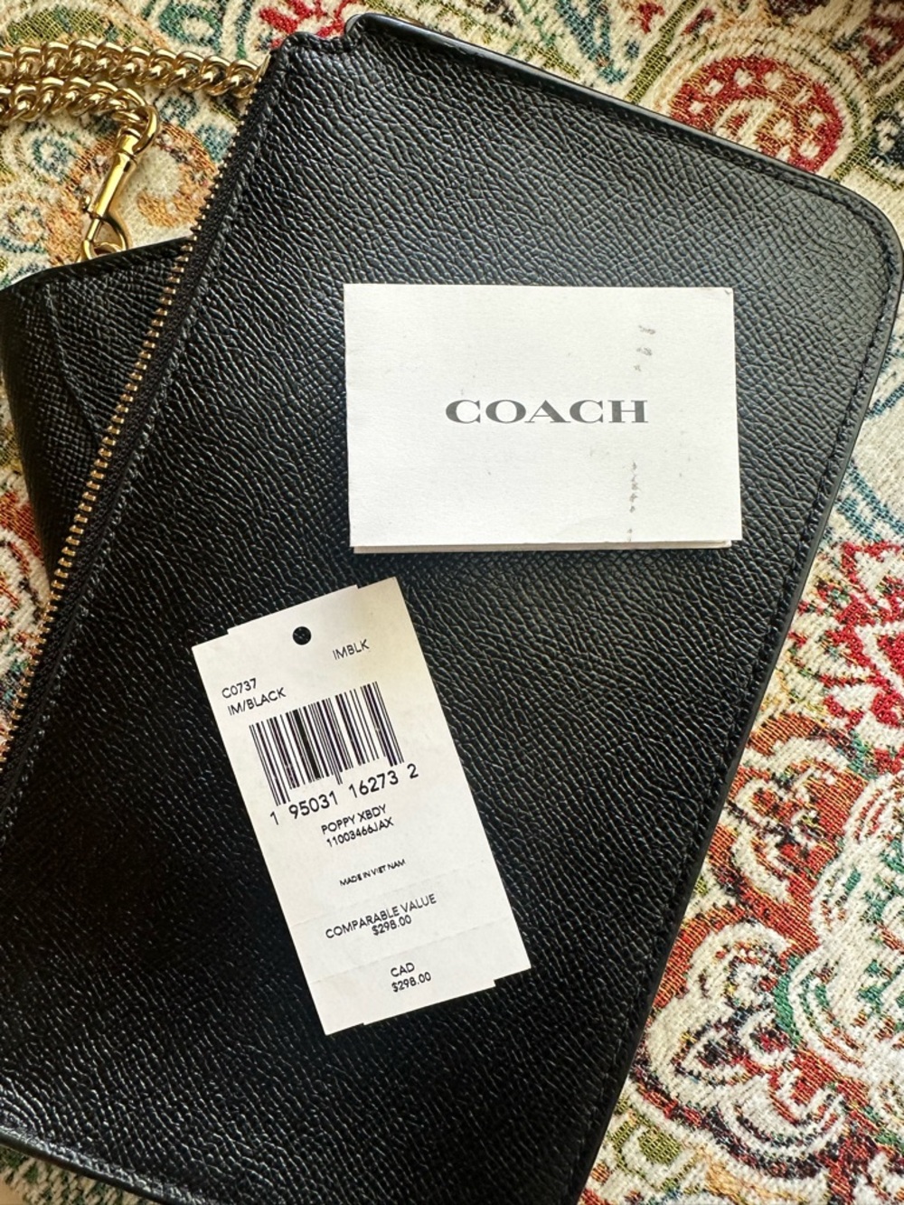 Coach Poppy Crossbody Bag set with Wallet Chain and Card Case Black - Picture 5 of 11